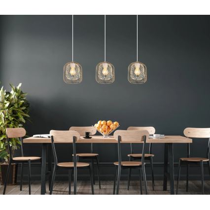 Globo - Luster na sajli 3xE27/40W/230V bež/bijela