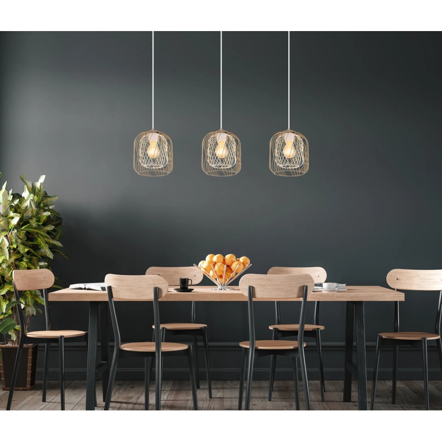 Globo - Luster na sajli 3xE27/40W/230V bež/bijela