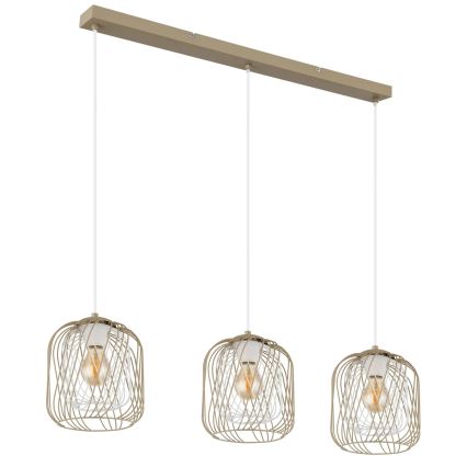 Globo - Luster na sajli 3xE27/40W/230V bež/bijela