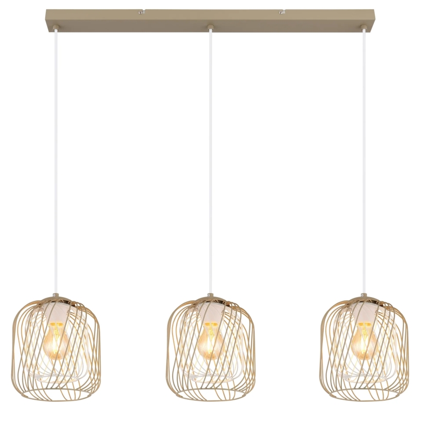 Globo - Luster na sajli 3xE27/40W/230V bež/bijela