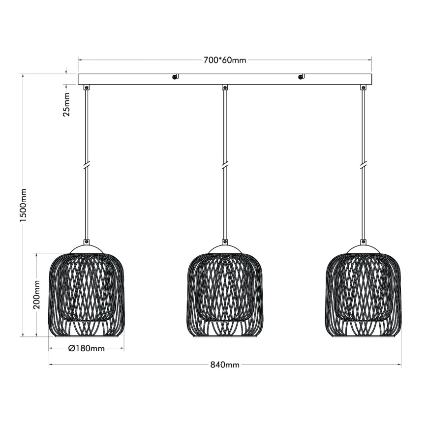 Globo - Luster na sajli 3xE27/40W/230V bež/bijela