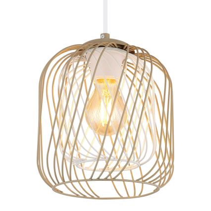 Globo - Visilica na kabelu 1xE27/40W/230V Ø 18 cm bež/bijela
