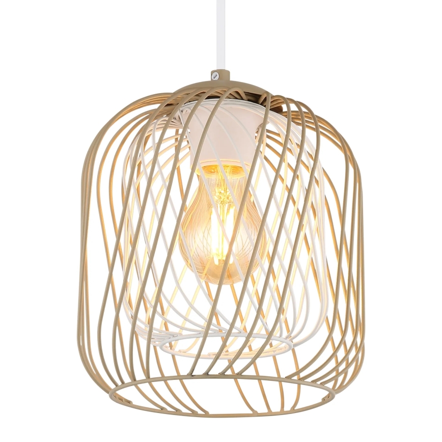 Globo - Visilica na kabelu 1xE27/40W/230V Ø 18 cm bež/bijela
