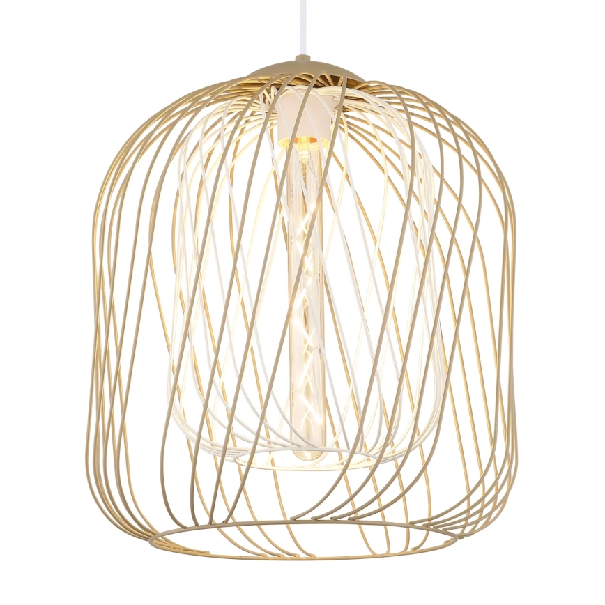 Globo - Luster na sajli 1xE27/40W/230V, Ø 35 cm, bež/bijela