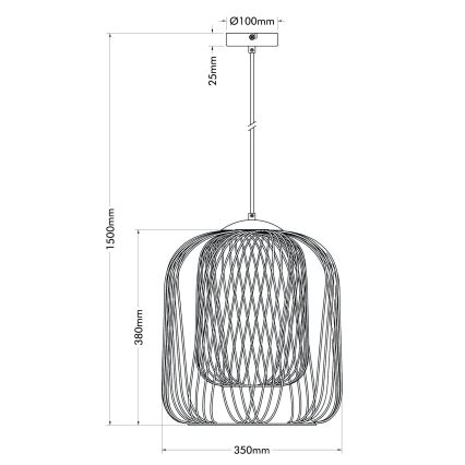 Globo - Luster na sajli 1xE27/40W/230V, Ø 35 cm, bež/bijela