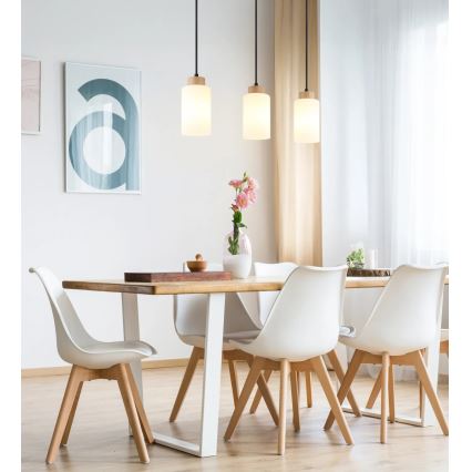 Globo - Luster na sajli 3xE27/60W/230V hrast/bijela