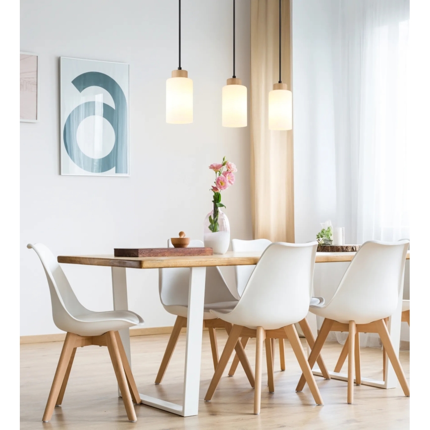 Globo - Luster na sajli 3xE27/60W/230V hrast/bijela