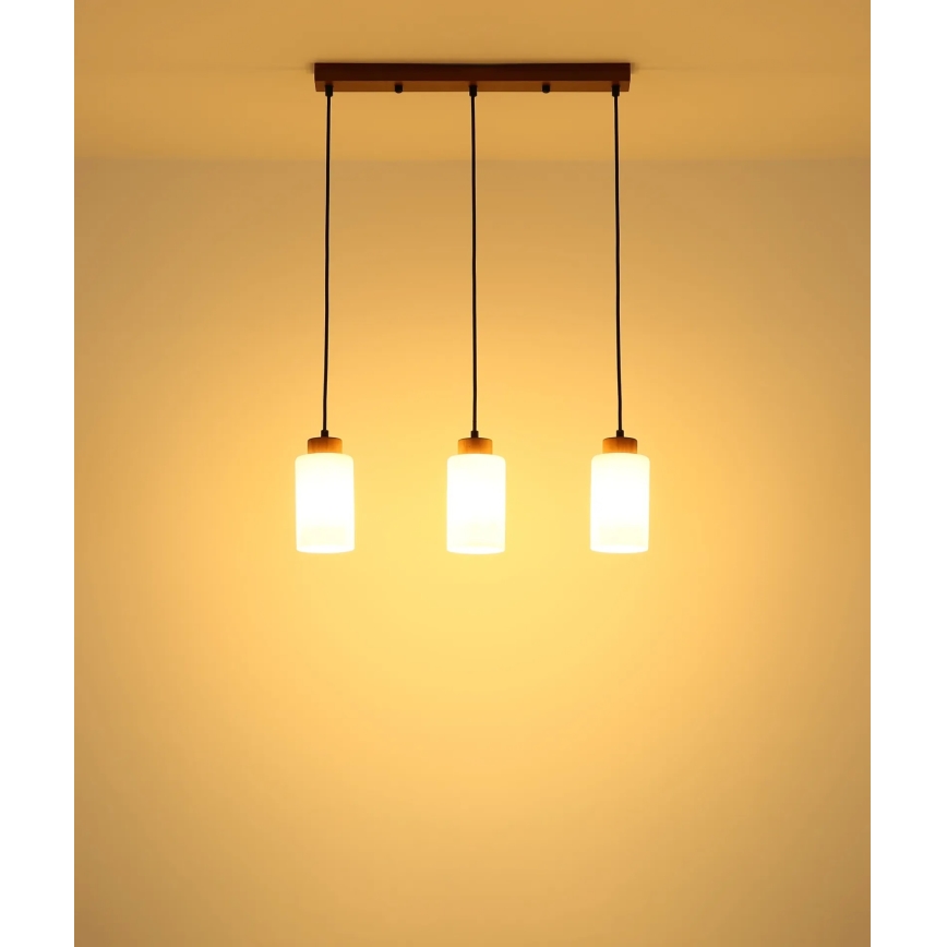 Globo - Luster na sajli 3xE27/60W/230V hrast/bijela