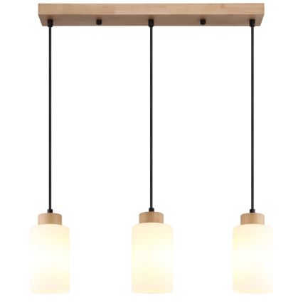 Globo - Luster na sajli 3xE27/60W/230V hrast/bijela