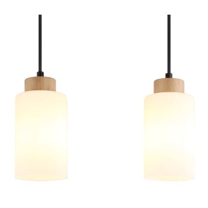 Globo - Luster na sajli 3xE27/60W/230V hrast/bijela