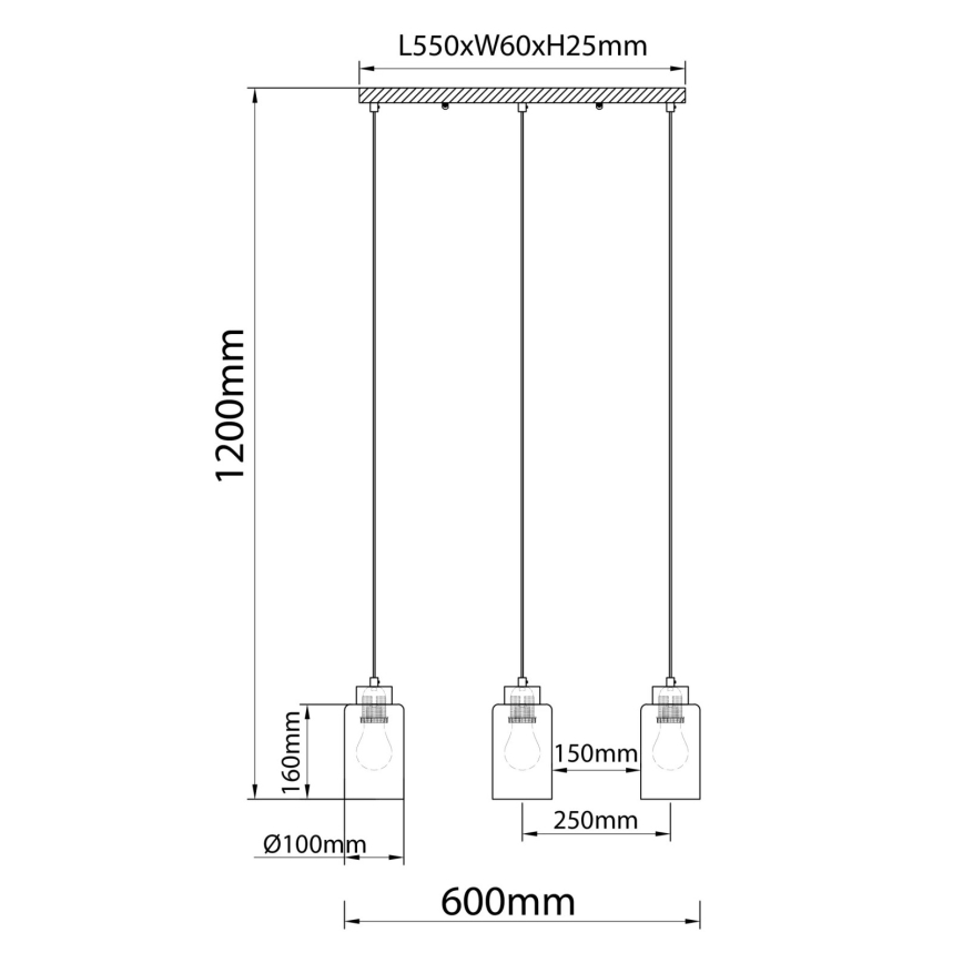 Globo - Luster na sajli 3xE27/60W/230V hrast/bijela