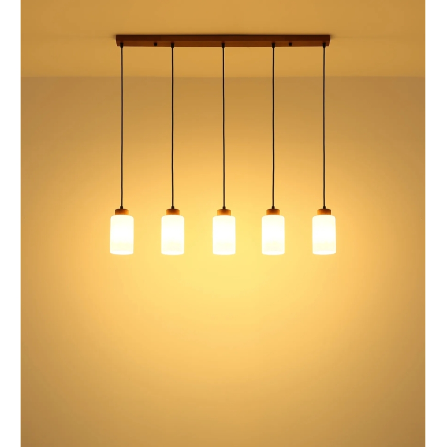 Globo - Luster na sajli 5xE27/60W/230V bež/bijela