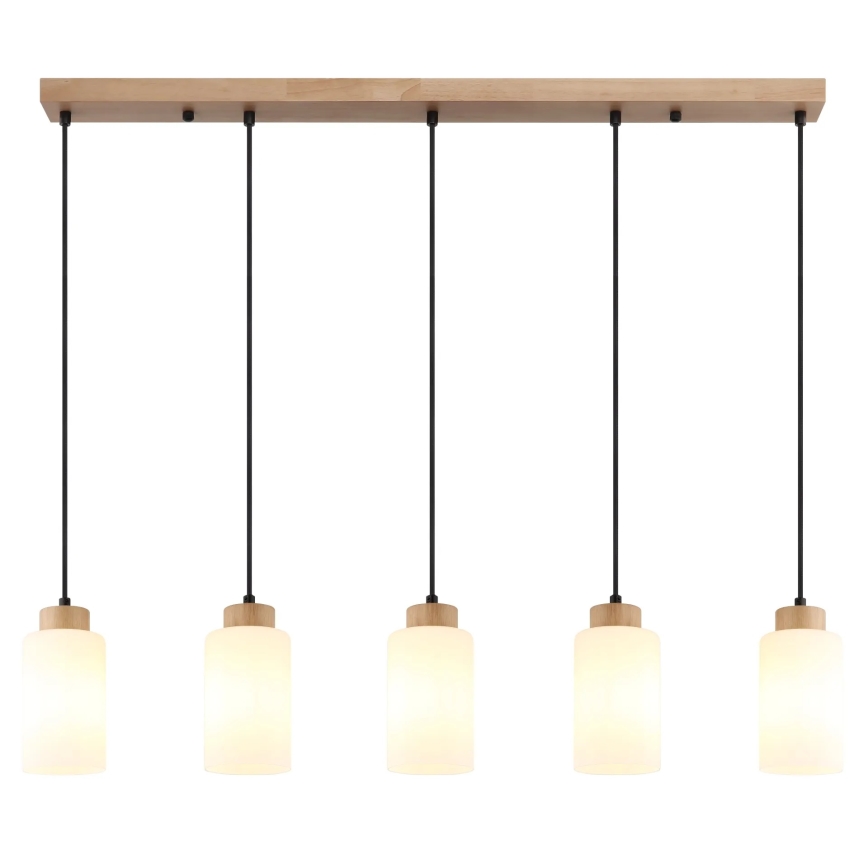Globo - Luster na sajli 5xE27/60W/230V hrast/bijela