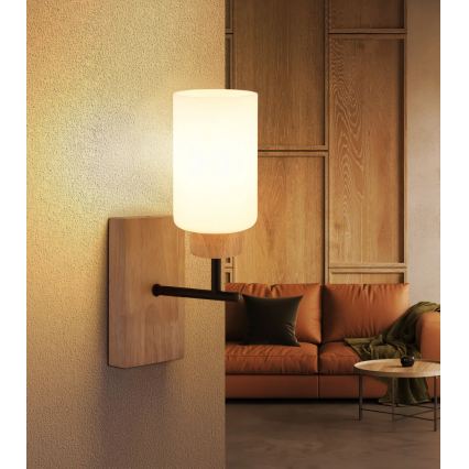 Globo - Zidna svjetiljka 1xE27/60W/230V hrast/bijela
