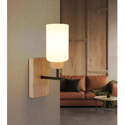 Globo - Zidna svjetiljka 1xE27/60W/230V hrast/bijela