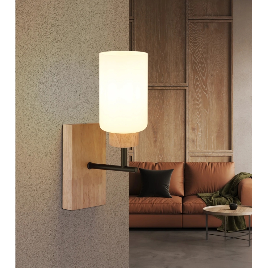 Globo - Zidna svjetiljka 1xE27/60W/230V hrast/bijela