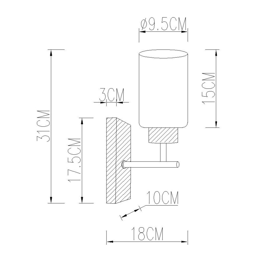 Globo - Zidna svjetiljka 1xE27/60W/230V hrast/bijela