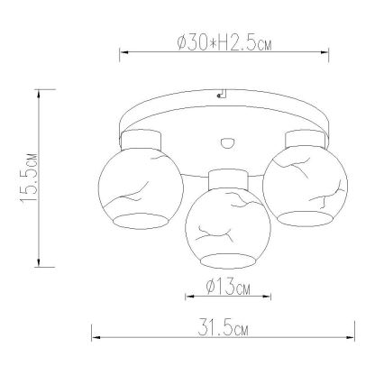 Globo - Stropna svjetiljka 3xE27/60W/230V Ø 31,5 cm