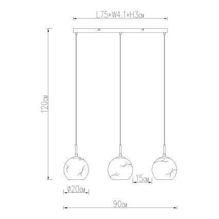 Globo - Luster na sajli 3xE27/60W/230V