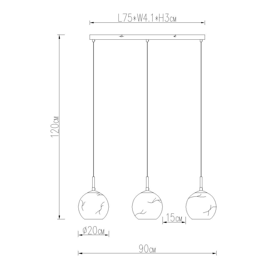 Globo - Luster na sajli 3xE27/60W/230V