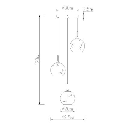 Globo - Luster na sajli 3xE27/60W/230V Ø 42,5 cm