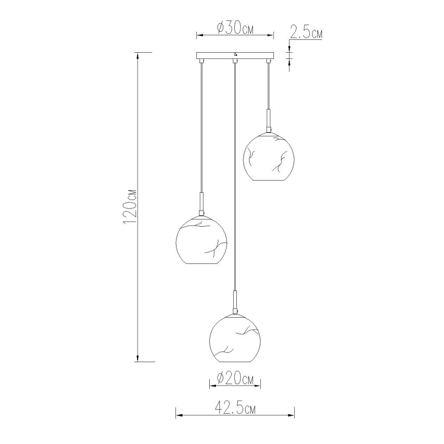 Globo - Luster na sajli 3xE27/60W/230V Ø 42,5 cm
