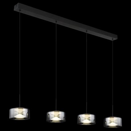 Globo - LED luster na sajli LED/24W/230V crna/zadimljena