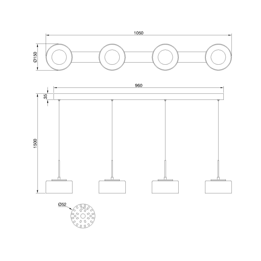 Globo - LED luster na sajli LED/24W/230V crna/zadimljena