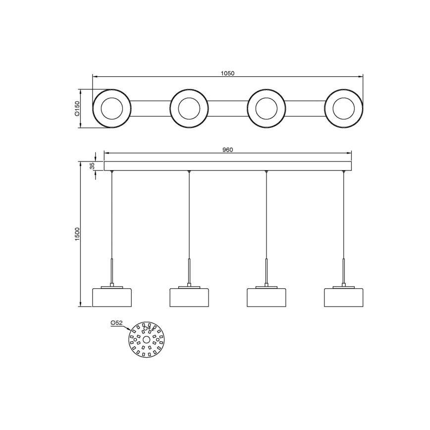 Globo - LED luster na sajli LED/24W/230V bijela/dimljena