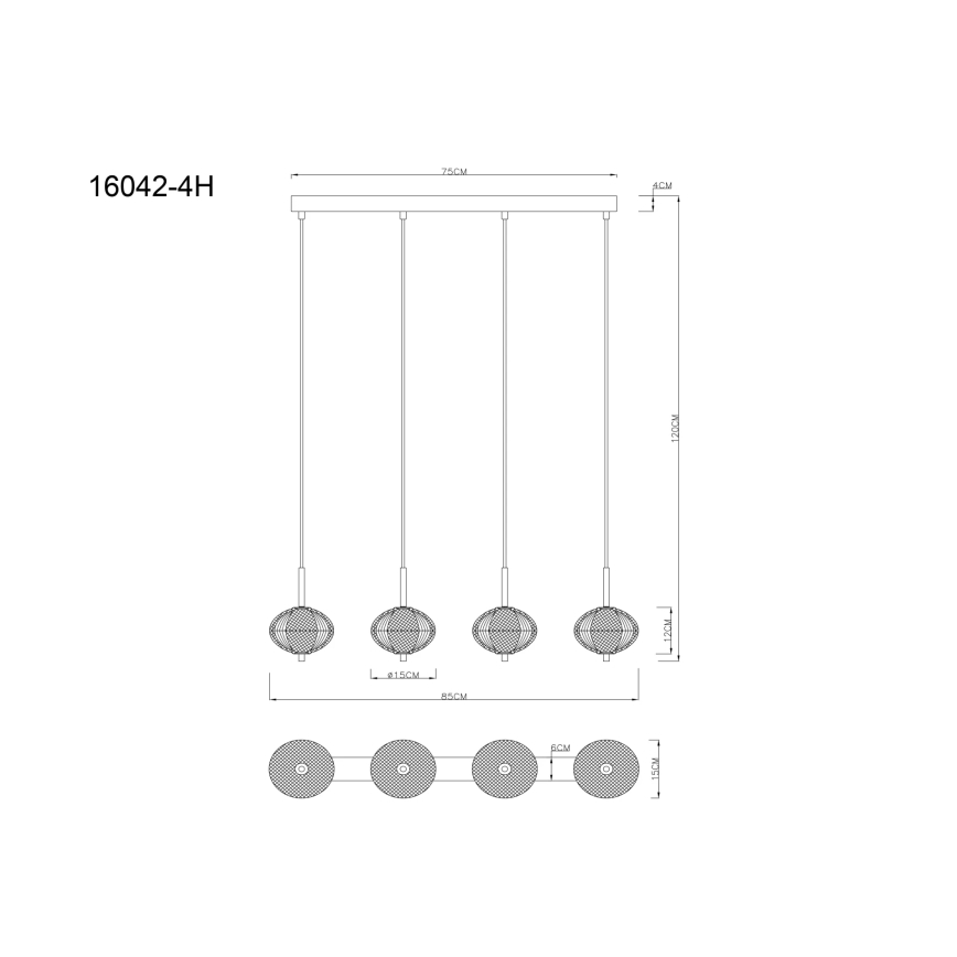 Globo - LED luster na užetu 4xLED/5,75W/230V 3000/4500/6500K