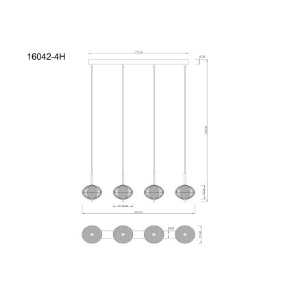 Globo - LED Luster na sajli 4xLED/5,75W/230V 3000/4500/6500K