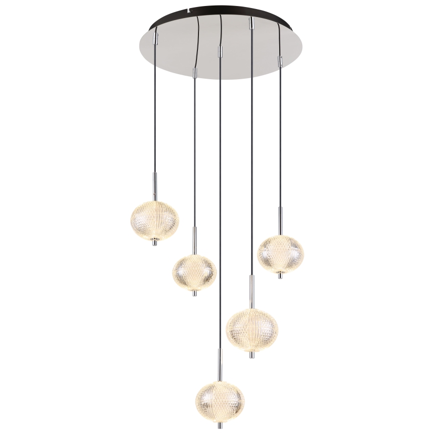 Globo - LED Luster na sajli 5xLED/6,6W/230V 3000/4500/6500K