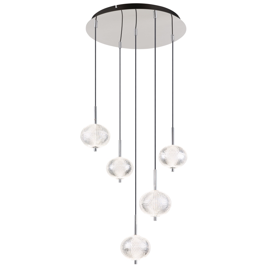 Globo - LED Luster na sajli 5xLED/6,6W/230V 3000/4500/6500K