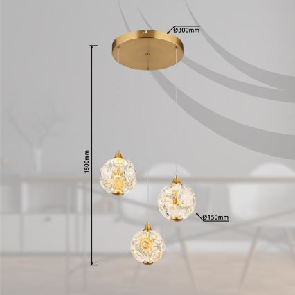 Globo - LED luster na sajli LED/24W/230V 3000K zlatni