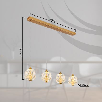 Globo - LED luster na lanku LED/32W/230V 3000K zlatni