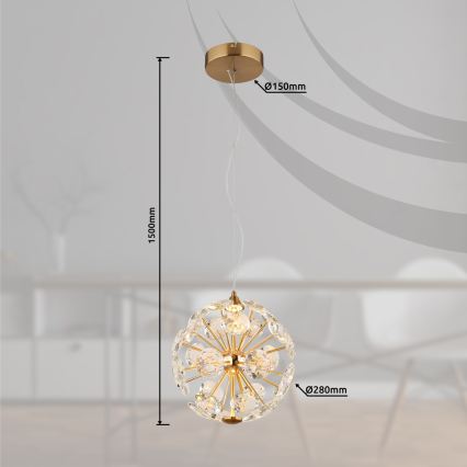 Globo - LED luster na sajli LED/12W/230V 3000K zlatna