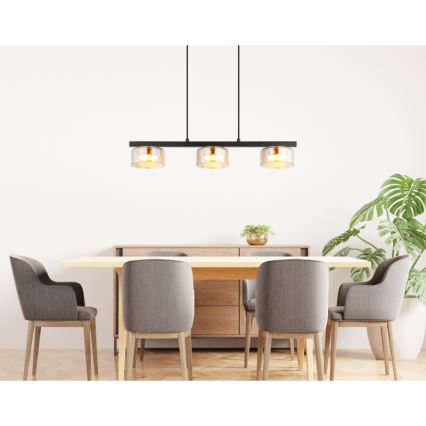 Globo - LED Luster na sajli 3xGX53/6W/230V dimna/smeđa