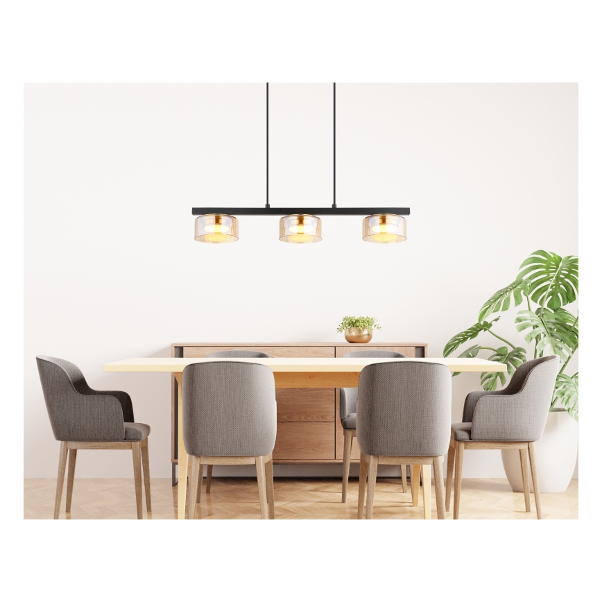 Globo - LED Luster na sajli 3xGX53/6W/230V dimna/smeđa