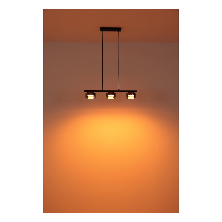 Globo - LED Luster na sajli 3xGX53/6W/230V dimna/crna