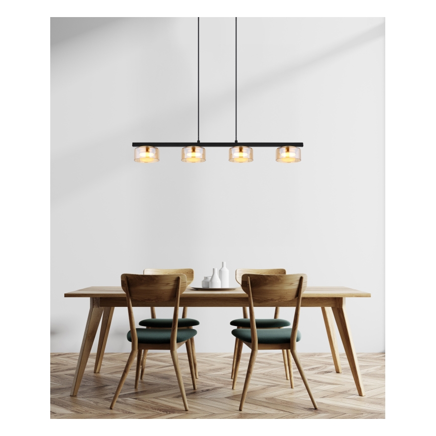 Globo - LED Luster na sajli 4xGX53/6W/230V dimna/smeđa