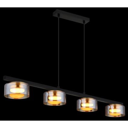 Globo - LED Luster na sajli 4xGX53/6W/230V dimna/smeđa