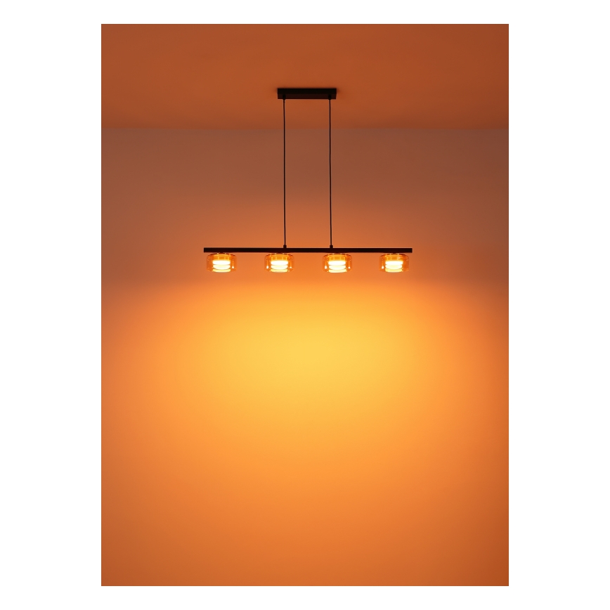Globo - LED Luster na sajli 4xGX53/6W/230V dimna/smeđa