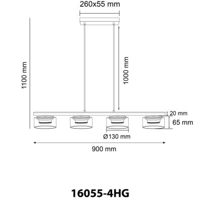 Globo - LED Luster na sajli 4xGX53/6W/230V dimna/smeđa