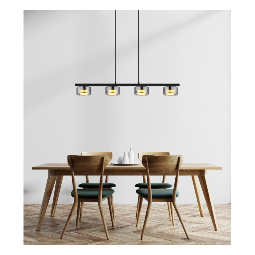 Globo - LED Luster na sajli 4xGX53/6W/230V dimna/crna