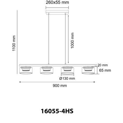 Globo - LED Luster na sajli 4xGX53/6W/230V dimna/crna