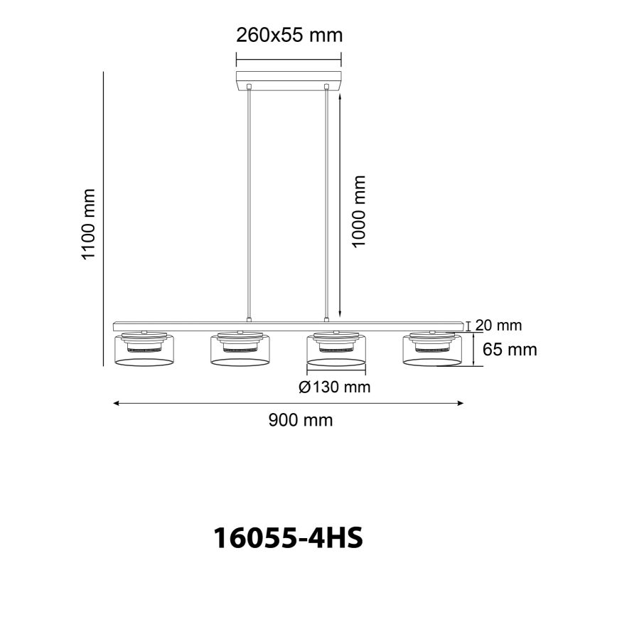 Globo - LED Luster na sajli 4xGX53/6W/230V dimna/crna