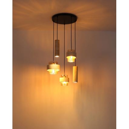 Globo - Luster na sajli 3xE27/40W/230V + 2xGU10/10W travertin