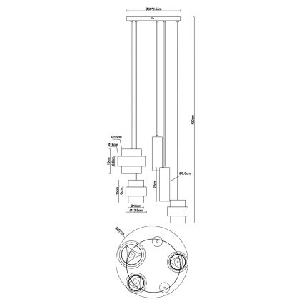 Globo - Luster na sajli 3xE27/40W/230V + 2xGU10/10W travertin