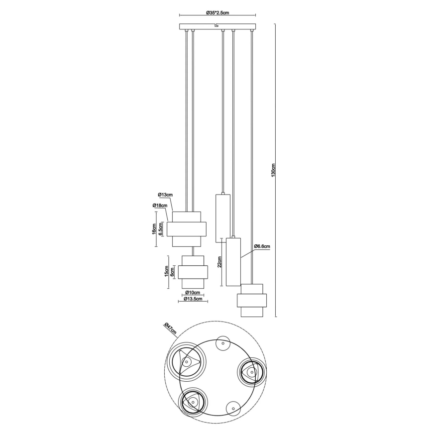 Globo - Luster na sajli 3xE27/40W/230V + 2xGU10/10W travertin