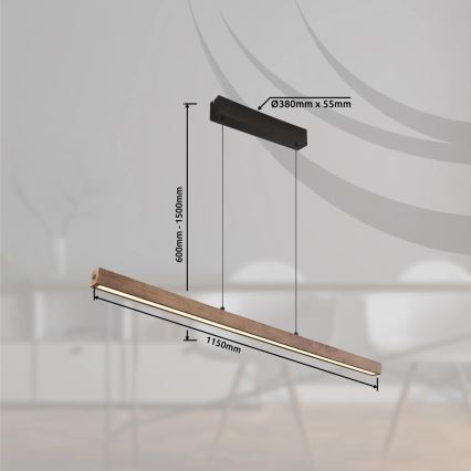 Globo - LED luster na sajli s dodirnim prigušivanjem LED/24W/230V + LED/3W 3000K smeđa